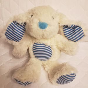 Yeah Baby Bunny Rabbit Lovey Plush Stuffed Animal White Blue Striped 10"